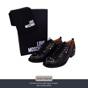 LOVE Moschino Ketsby sneakers in black and mirror gold | Size 40